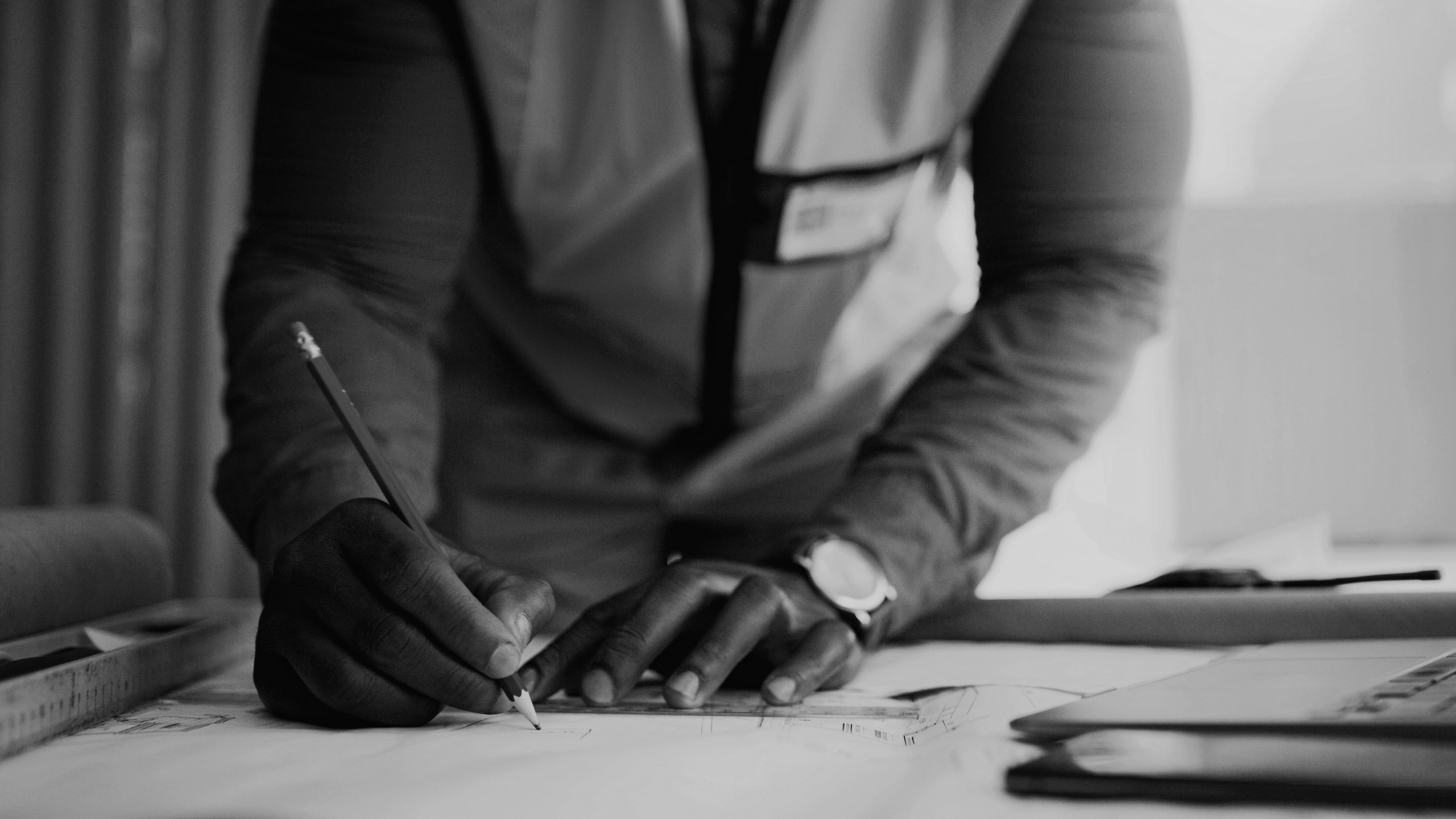 Construction worker planning new site
