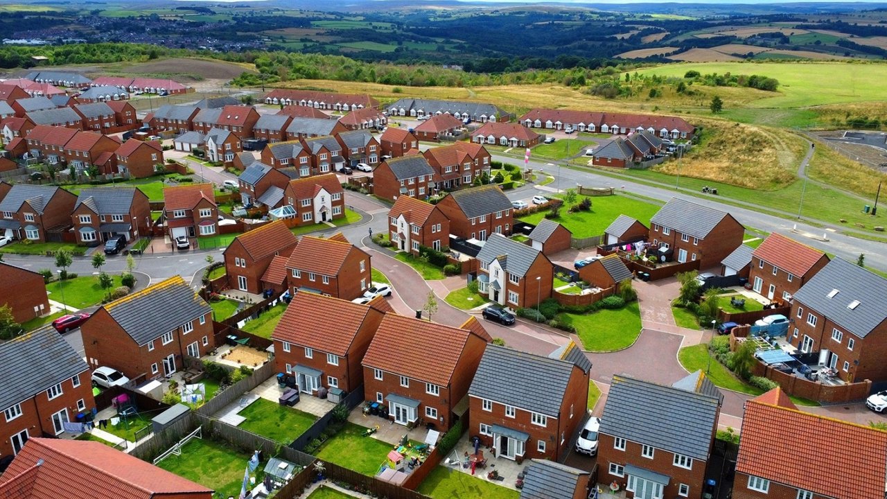 Aerial view of new homes estate built by Amethyst Homes