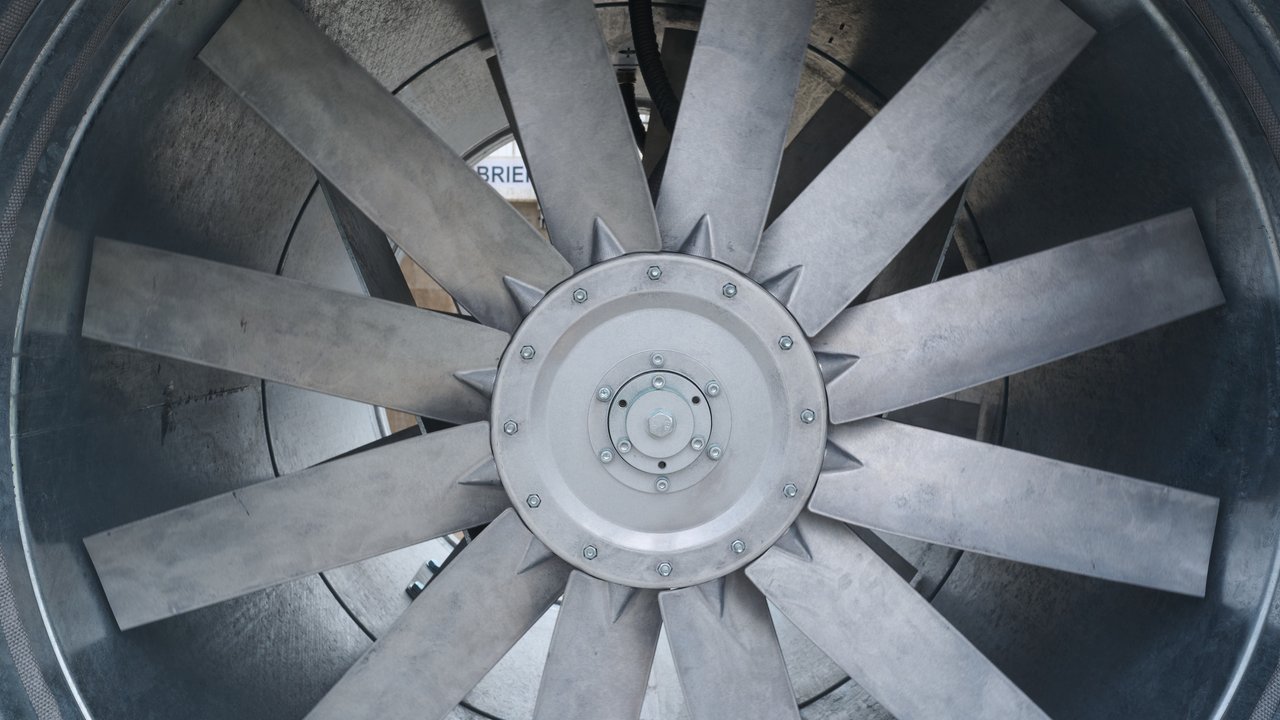Close up of Large Industrial Axiel Fan for HVAC system
