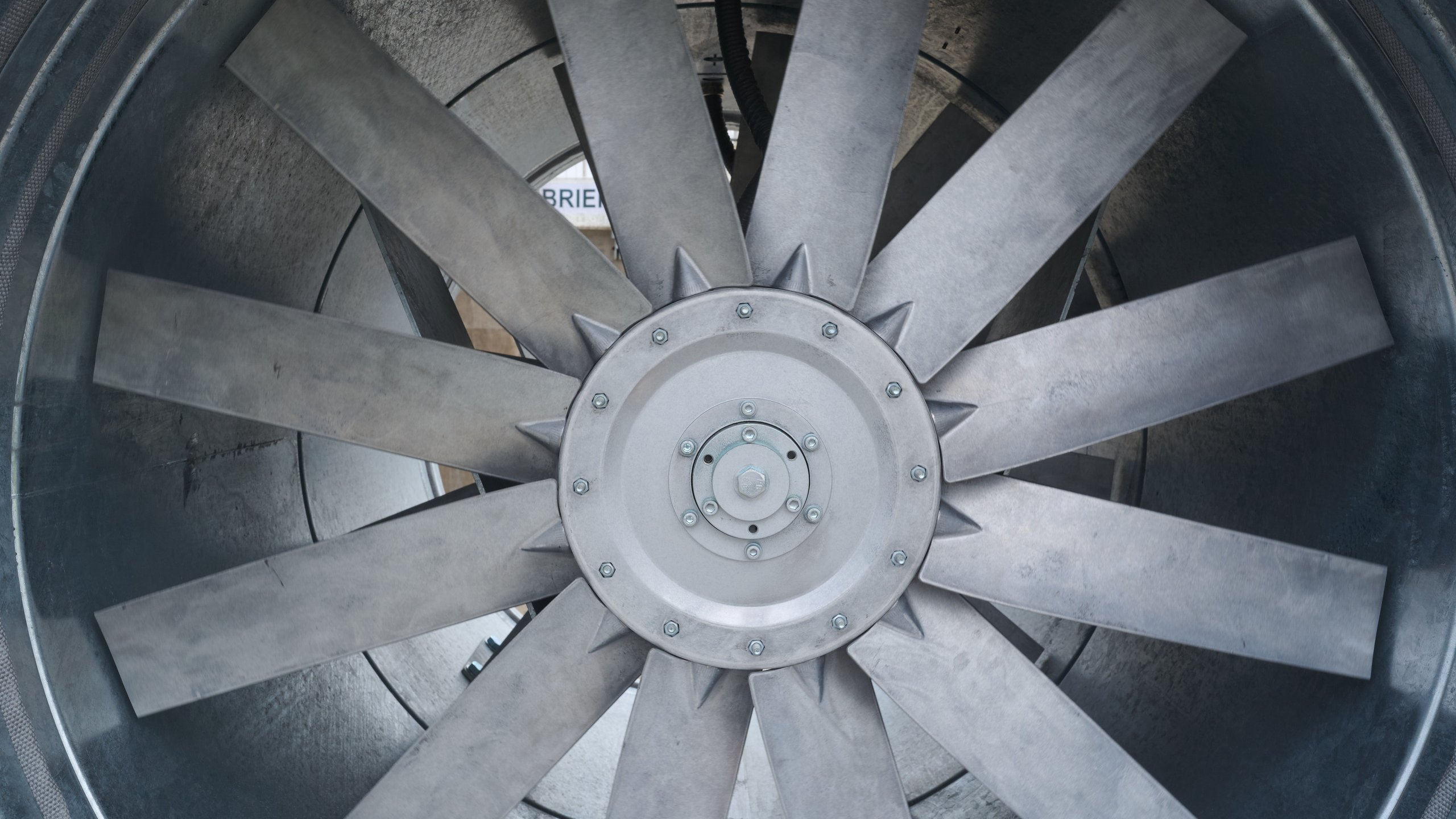 Large Industrial Axiel Fan HVAC MIDI. Close up of Large Industrial Axiel Fan for HVAC system